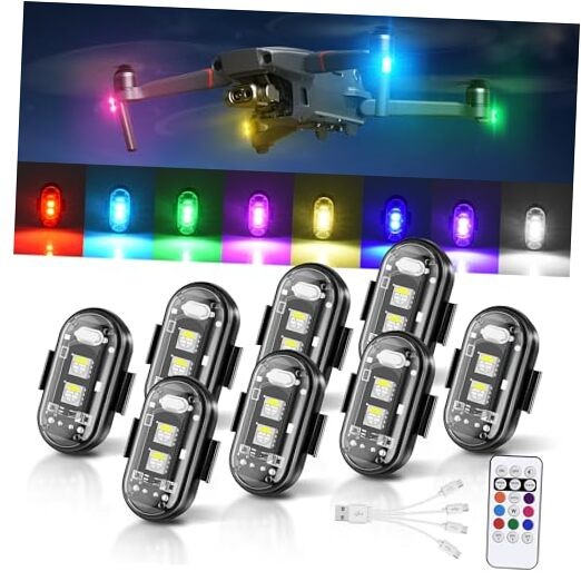 Wireless LED Strobe Lights Remote Control, 8 Colors USB Charing 8pods