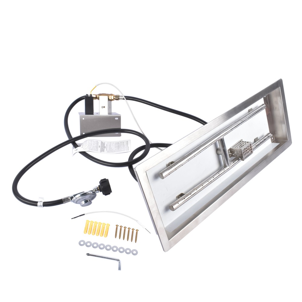 Drop-in Rectangular Stainless Steel Fire Pit Burner Kit, Propane Gas Fire Pan