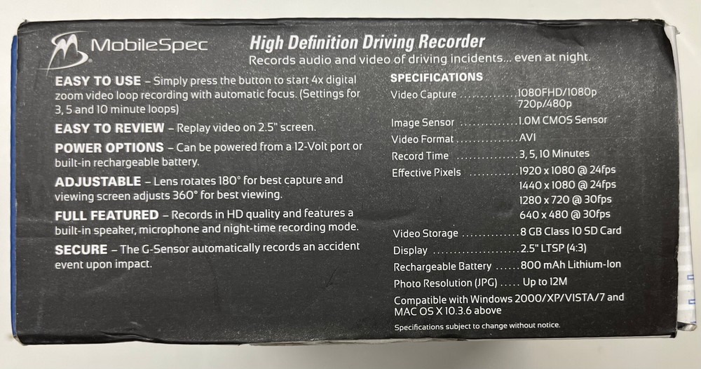 MobileSpec Dash Cam POV (MSDASHCAM)