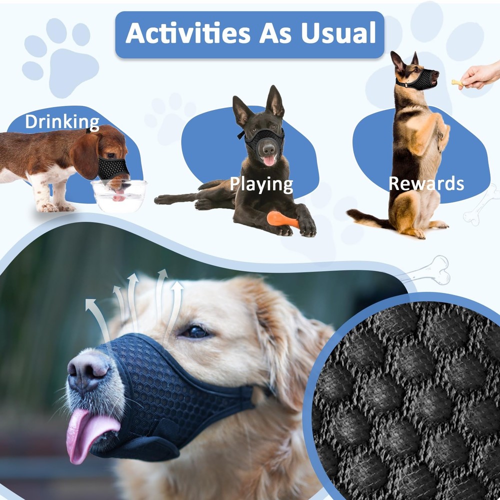 Soft Muzzle for Small Medium Sized Dogs Dog Muzzle to Prevent Biting Chewing ...