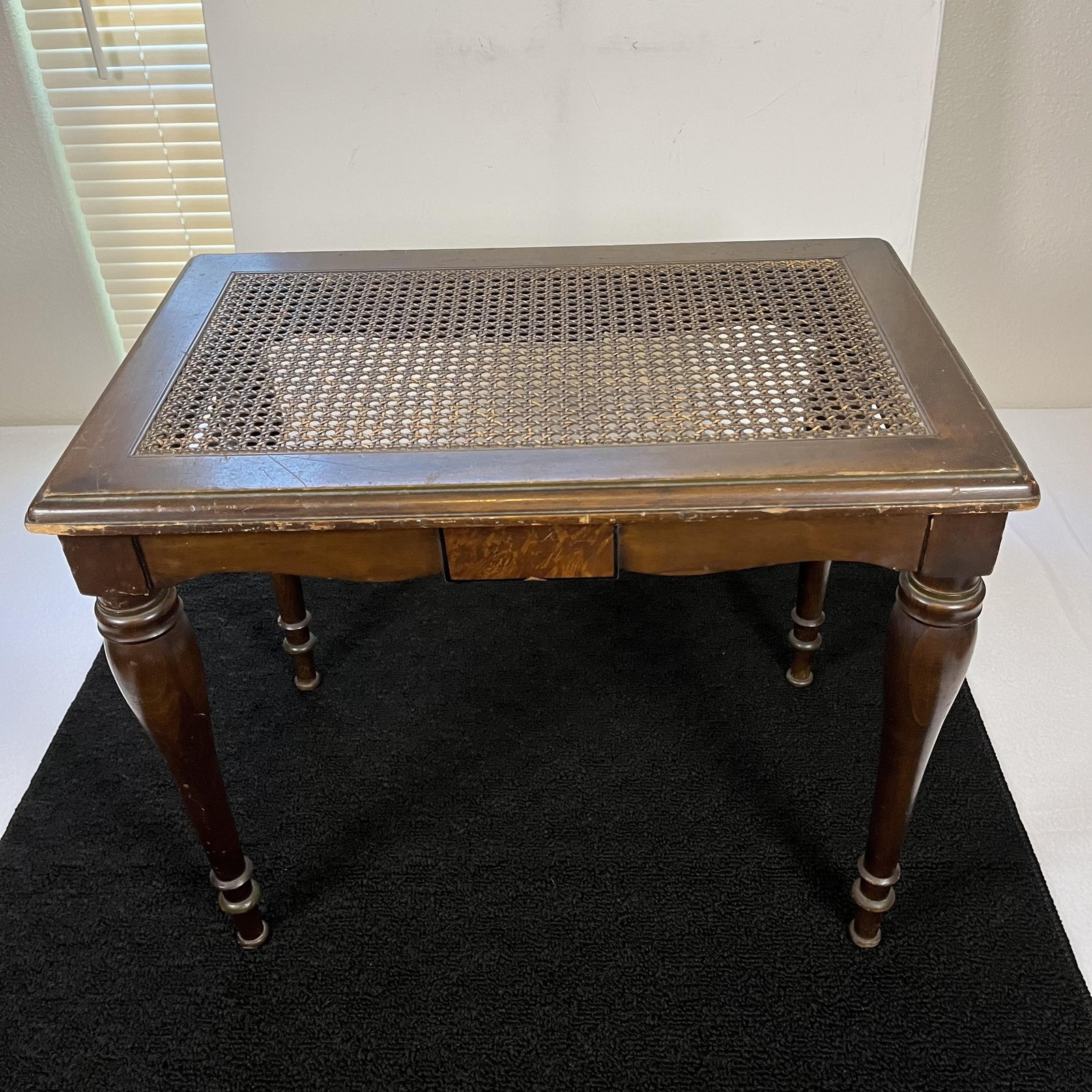 Vintage Estey Cane Top Wood Organ Piano Bench Table Owosso Michigan Brown Seat