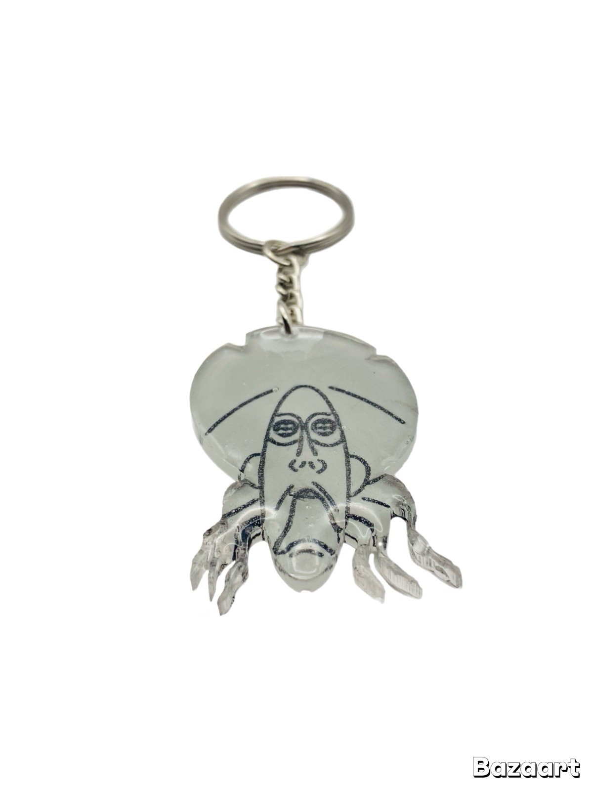 Coraline Inspired Handmade Resin Keychain, Button Eyes Handmade Resin Face Head