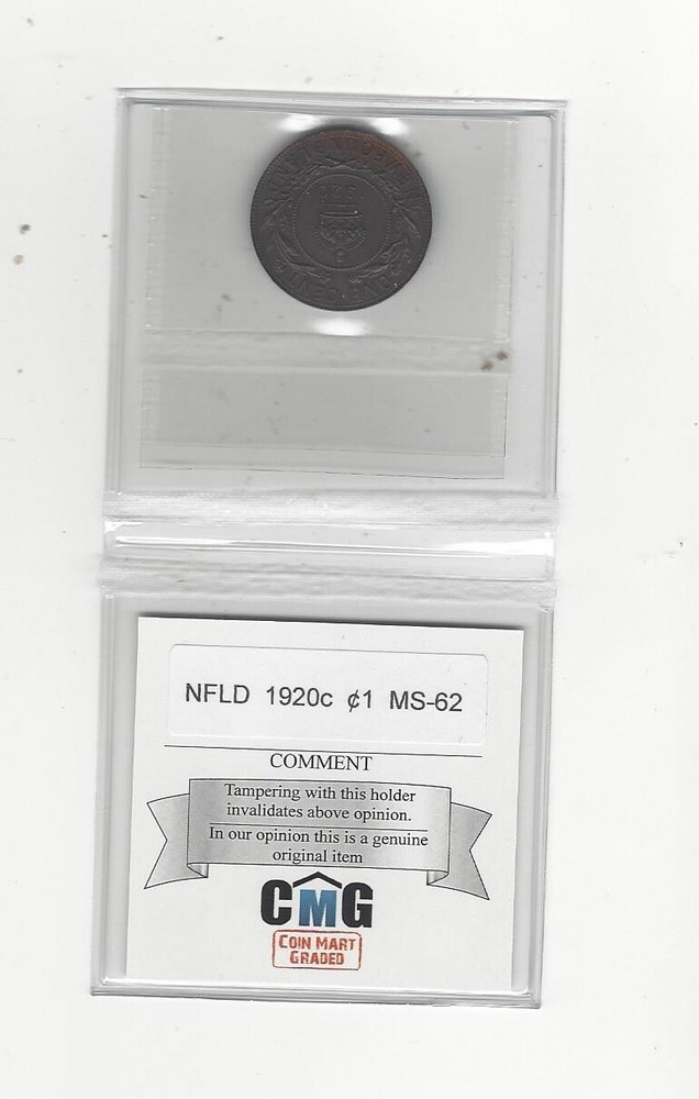 1920c, Coin Mart Graded Newfoundland Large Cent, **MS-62**