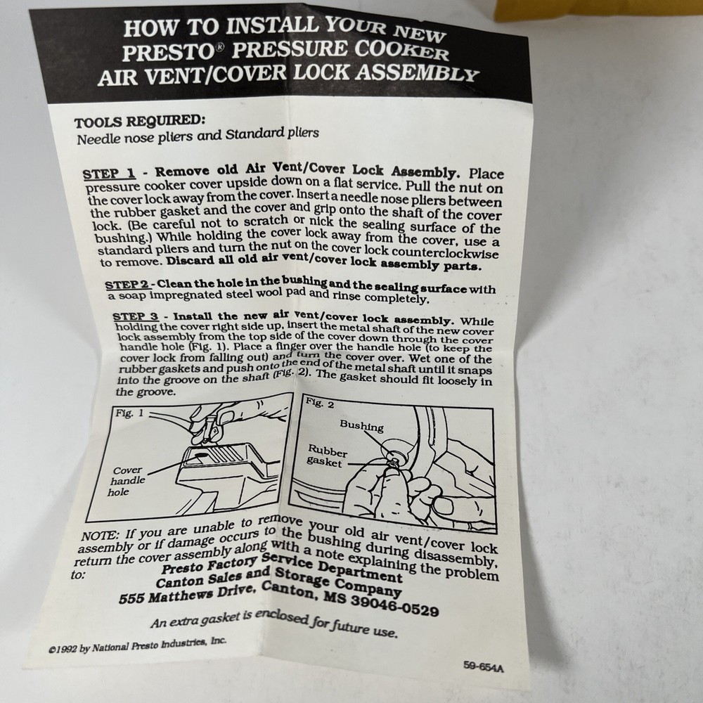 Presto Pressure Cooker Interlock Assembly 85610 NEW