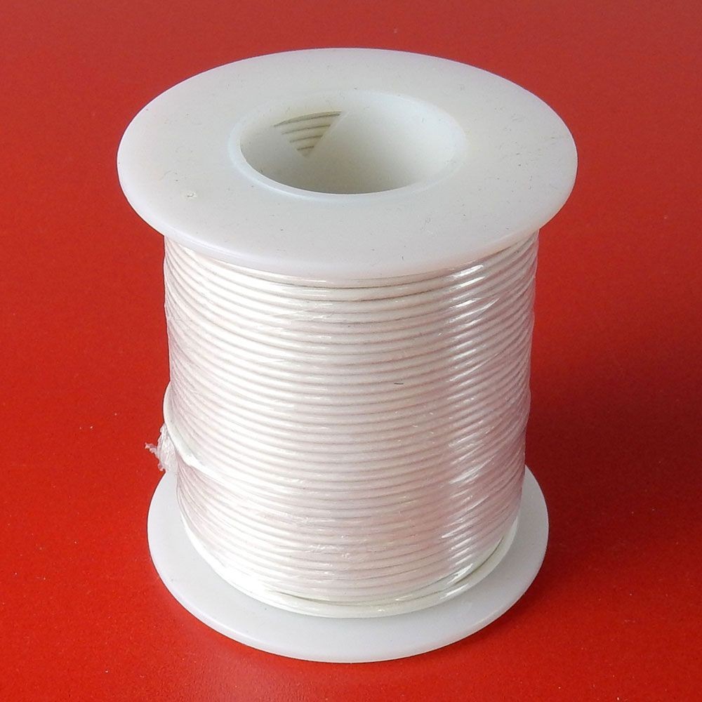 100ft 24ga 24awg Silvered Copper White Teflon TFE Solid Wire