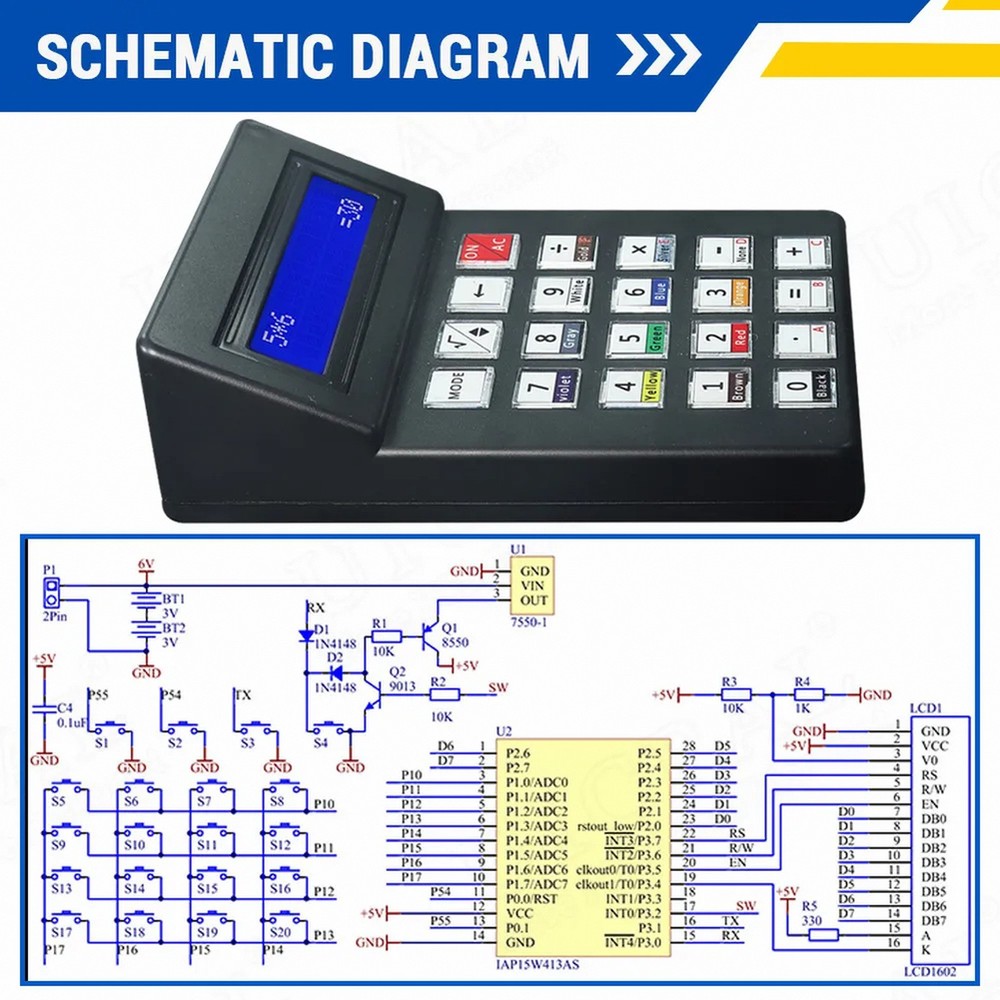 DIY Calculator Kit with LCD Display Module for Soldering Training