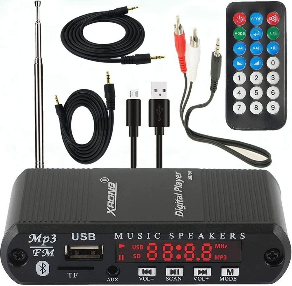 FM Radio Bluetooth Receiver with USB/SD Playback and Remote Control Convenience