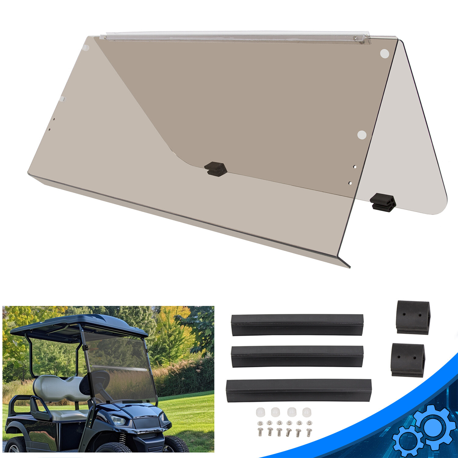 Smoke Tinted Windshield Folding For Yamaha G14 G16 G19 1995-2003 Golf Cart Part