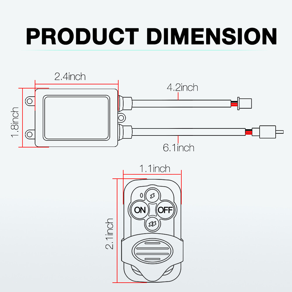 Wireless Remote Control Switch Strobe + 2-Lead Wiring Harness Kit LED Light Bar