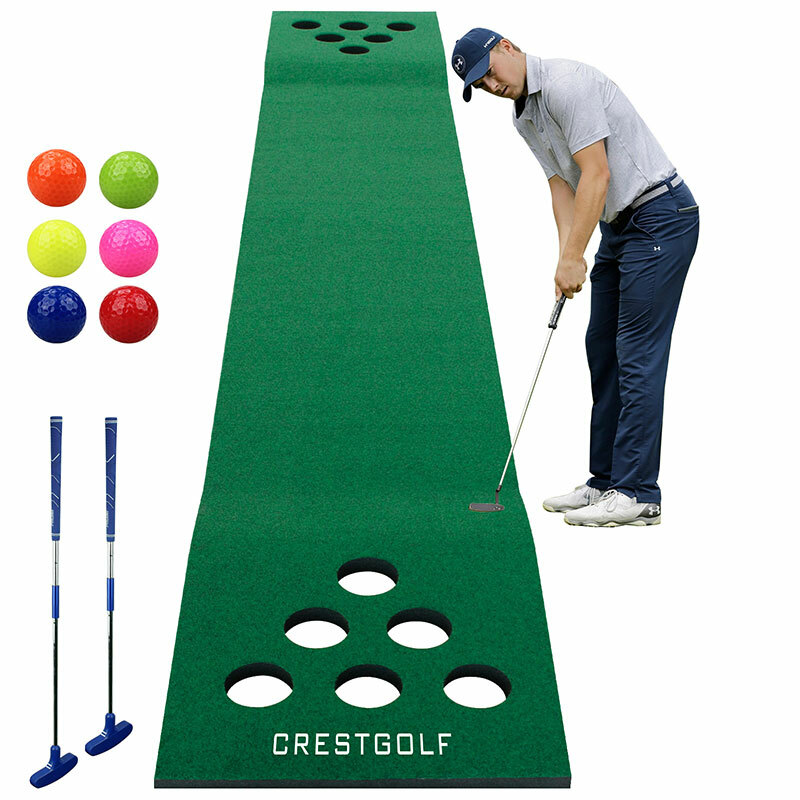 Golf BeerPong Game Set Green Mat,Golf Putting Mat Indoor Putting Green With Club