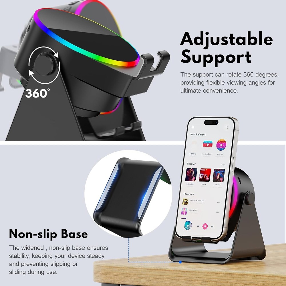Wireless Induction Speaker, Multi-Functional Bluetooth Speaker with RGB Light