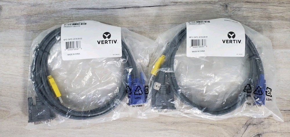 2 Count NIP Vertiv | Avocent CBL0170 VGA/USB KVM Computer Cable