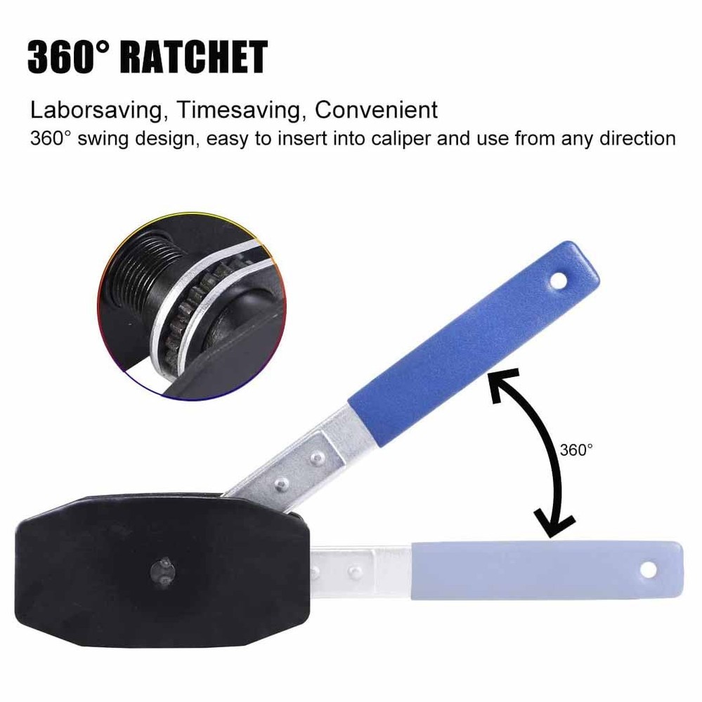 Ratcheting Brake Caliper Press Compression Tool with 2PCS Brake hanger Hook Set