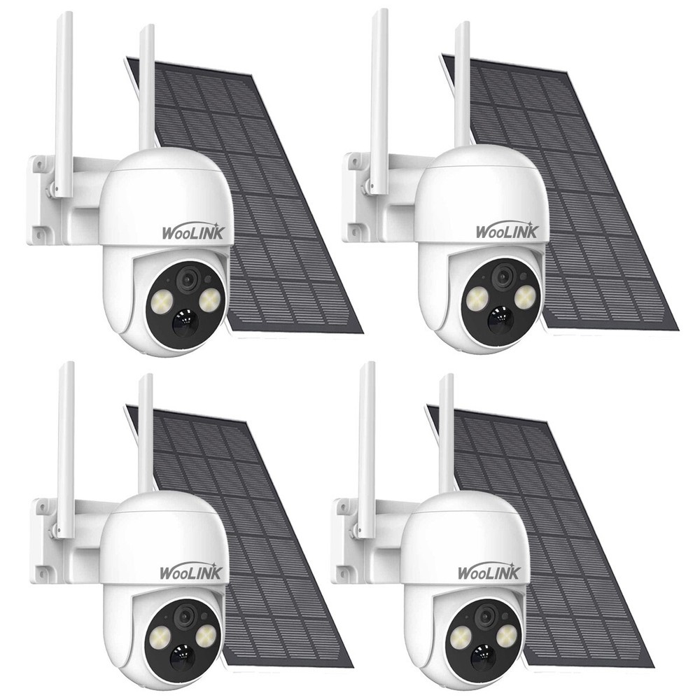 4MP Wireless Solar Battery Camera 4PCS Pan/Tilt WiFi Security Camera System