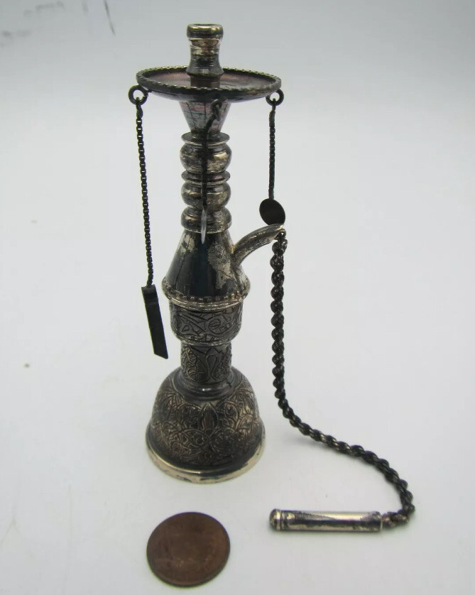 HOOKAH Pipe Fine Vintage Solid Silver .900 - Cairo Egypt Egyptian - Sterling 925