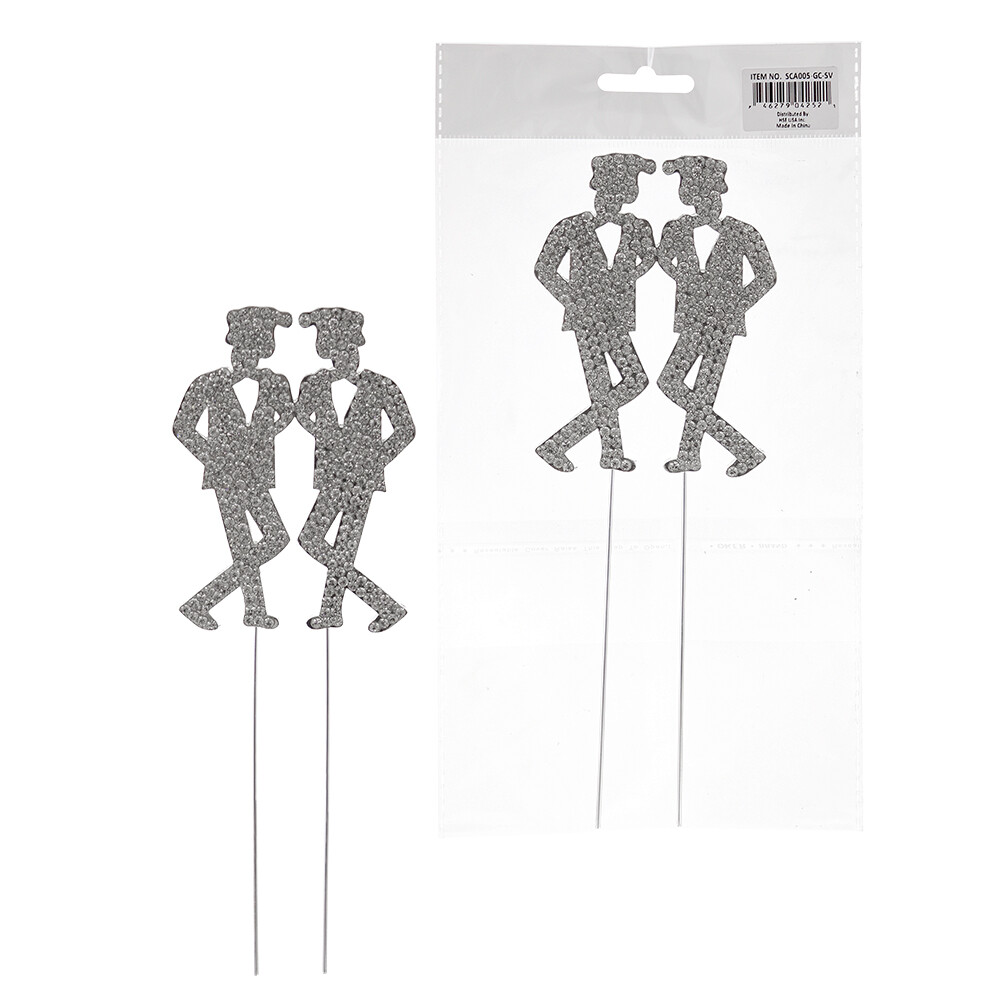 Mega Crafts - Sparkling Rhinestone Design Cake Topper - Silver, 1PC