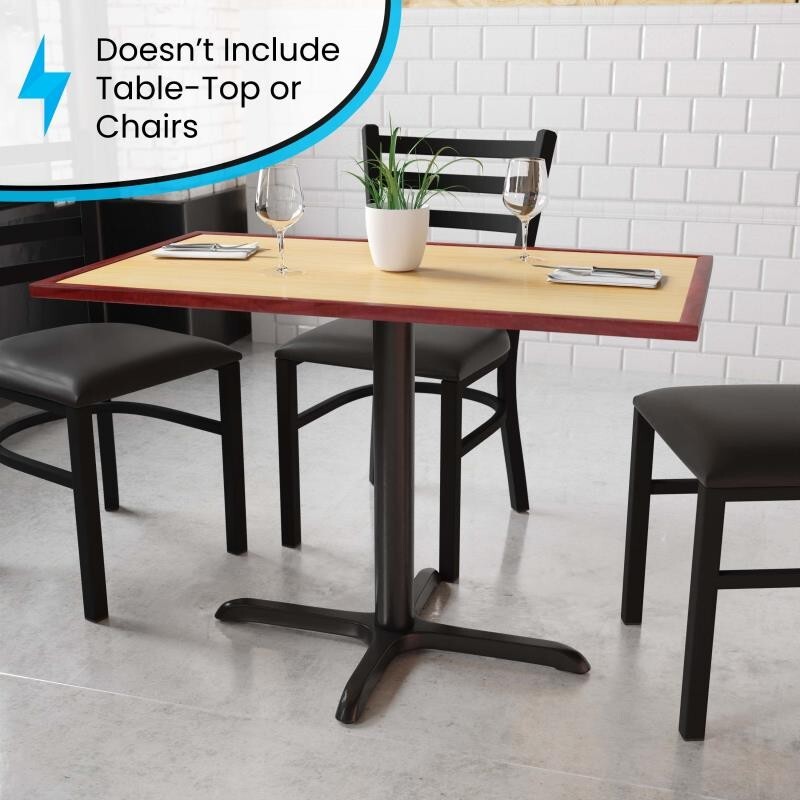 22'' x 30'' Restaurant Table X-Base with 3'' Dia. Table Height Column