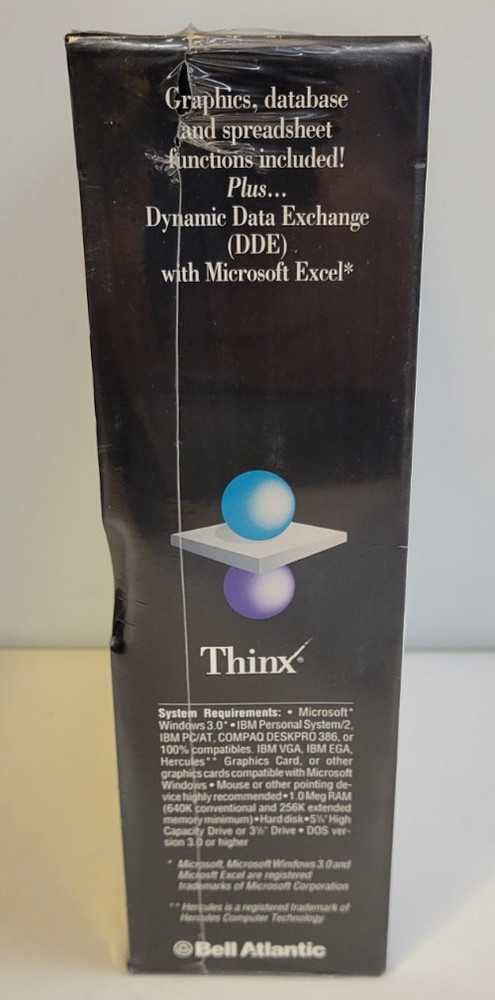 Bell Atlantic THINX: Version 1.1 MS-DOS Vtg WINDOWS Computer Software NEW SEALED