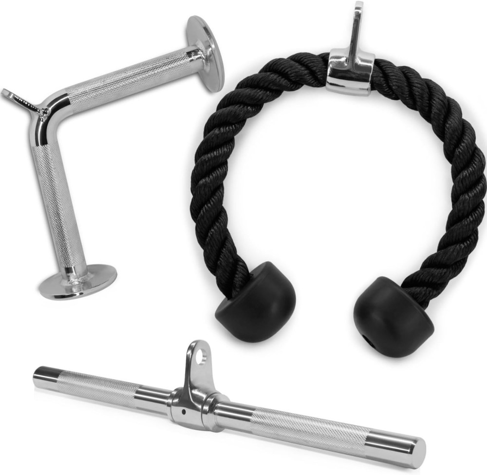 Tricep Rope, Straight Bar, V Bar Combo Set