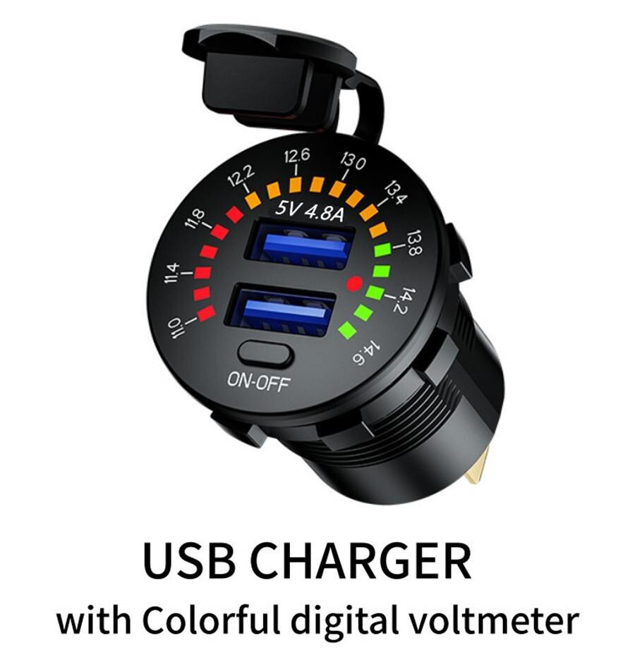 Dual USB Car Cigarette Lighter Socket Phone Charger Power Outlet W/LED Voltmeter
