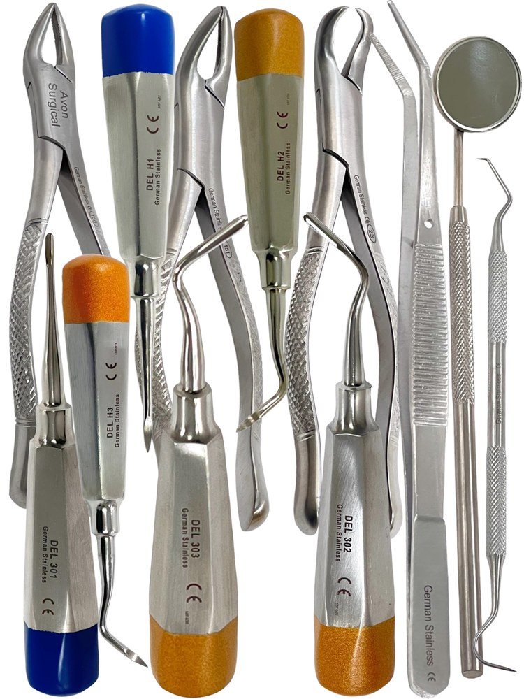 Premium 12 pcs Basic Dental Surgery Extracting Extraction Forceps Elevator Set