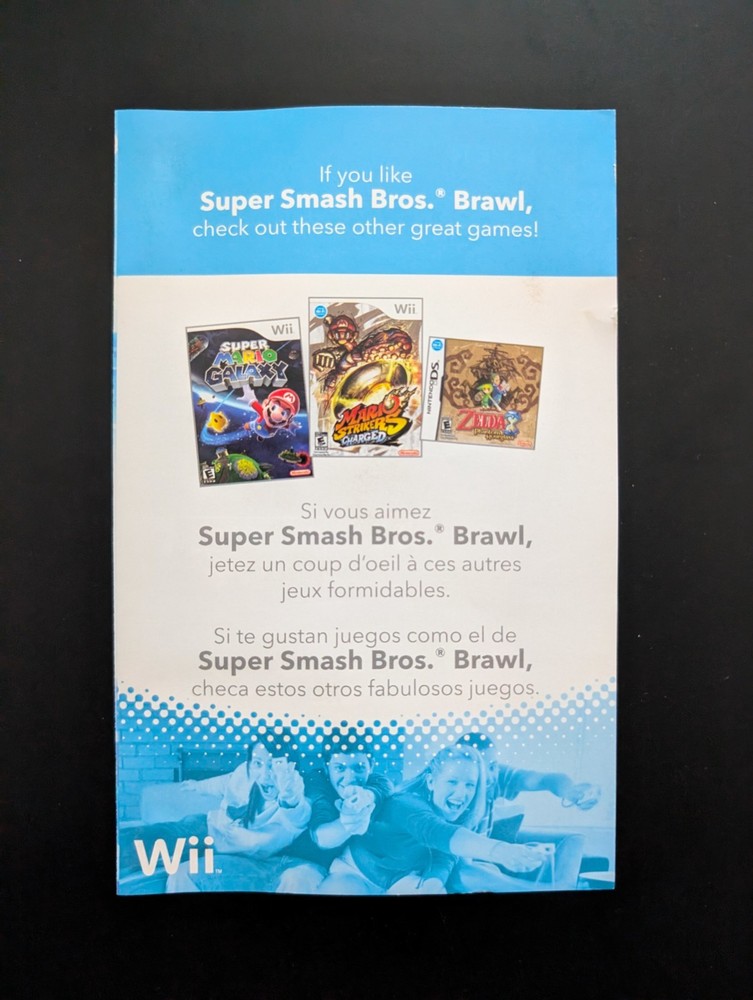 Super Smash Bros. Brawl Nintendo Wii Manual & Inserts Authentic Guaranteed