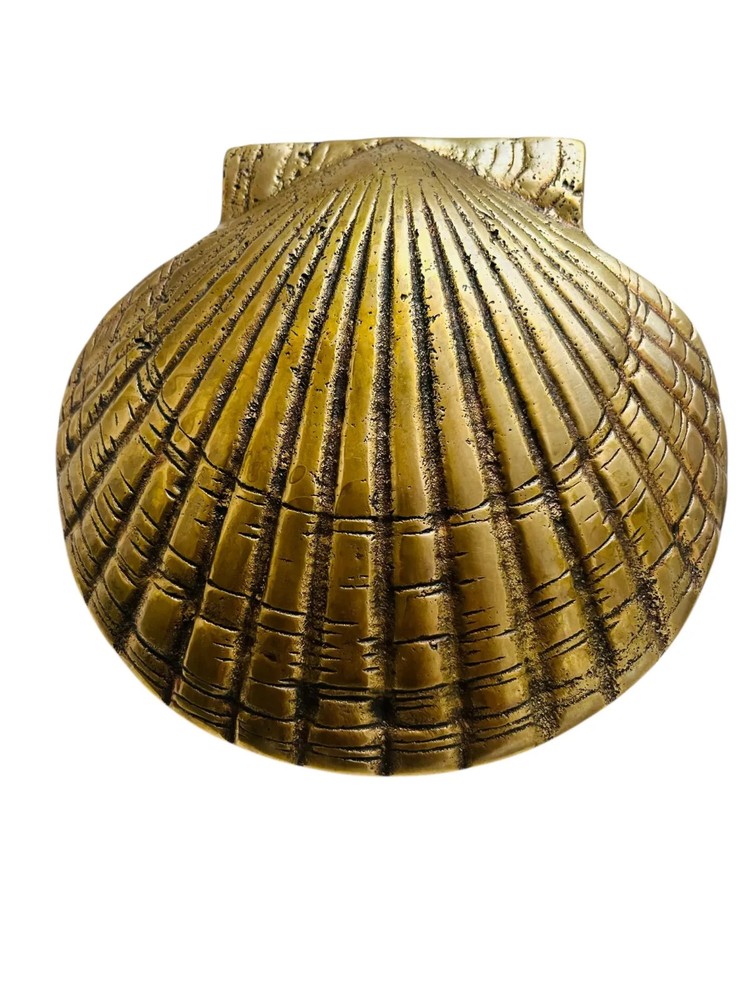 Solid Brass Shell Door Knocker: Nautical Antique Home Decor