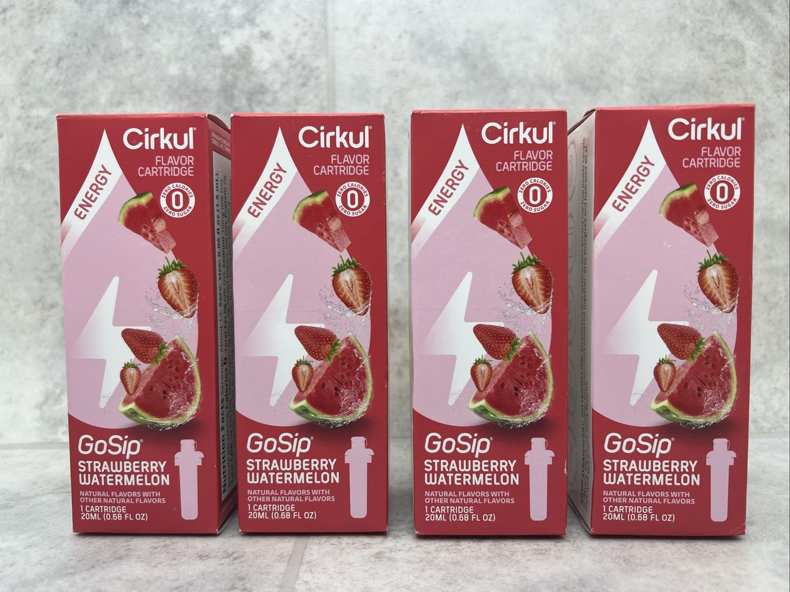 4 Pack! Cirkul Energy Flavor Cartridge GoSip Strawberry Watermelon- Caffeine