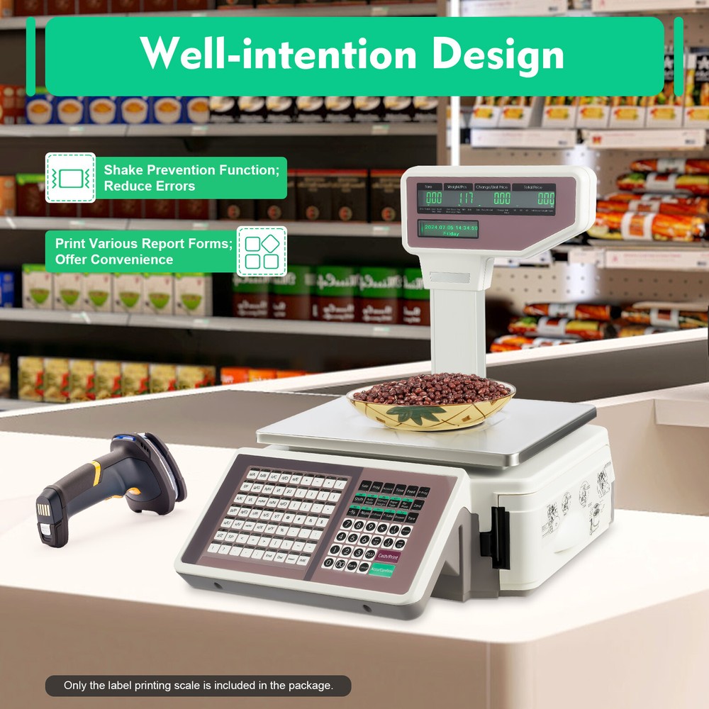 Commercial Digital Electronic Weight Scale Price Computing Thermal Label Printer