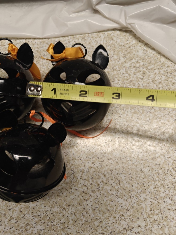 Black 3" Metal Cat Bell Decoration