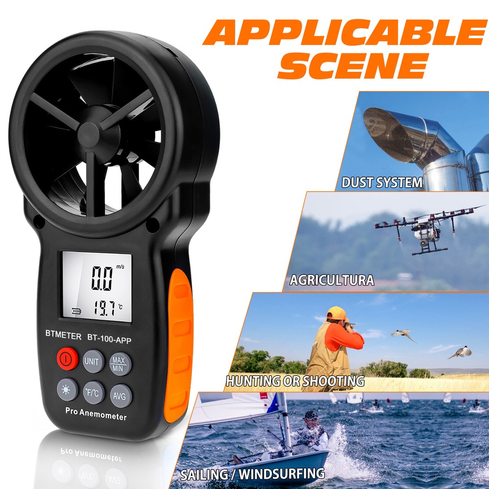 Bluetooth Anemometer Handheld Wireless Anemometer Wind Speed Meter 0.3~30m/s