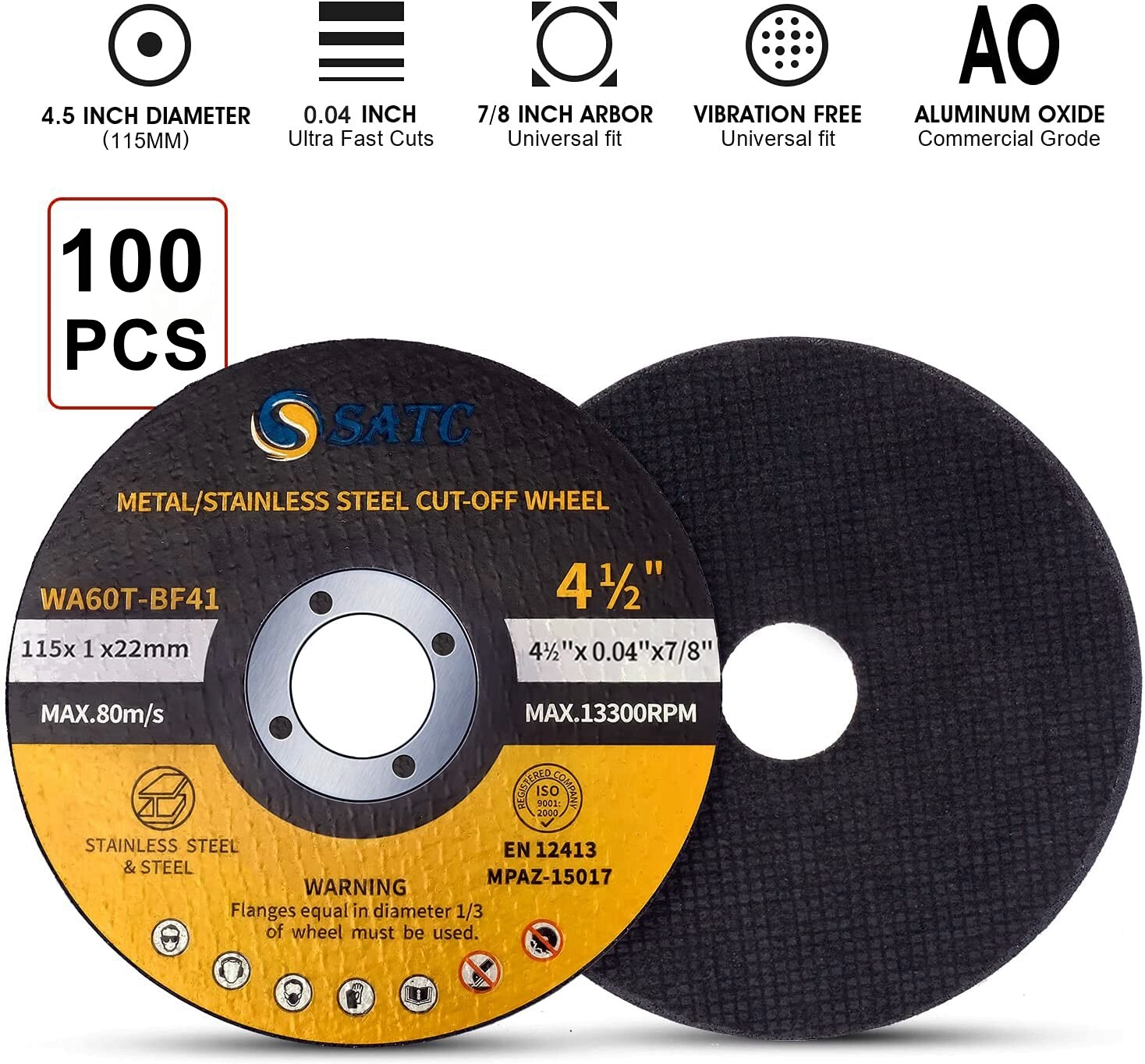 500PACK 4-1/2" x .040" x 7/8" Cut off Wheels Stainless Steel Metal Cutting Discs