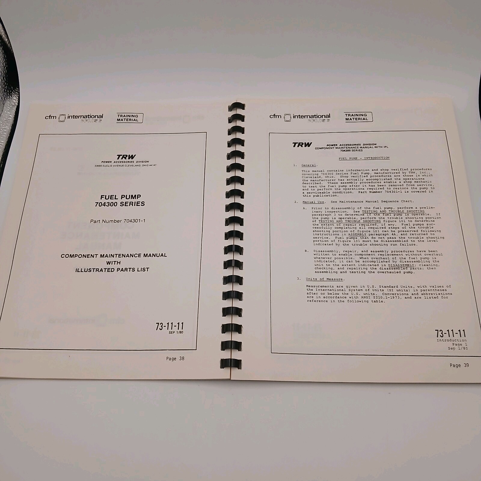 Vintage CFM International CFM56 Engine Maintenance Introduction Student Notebook