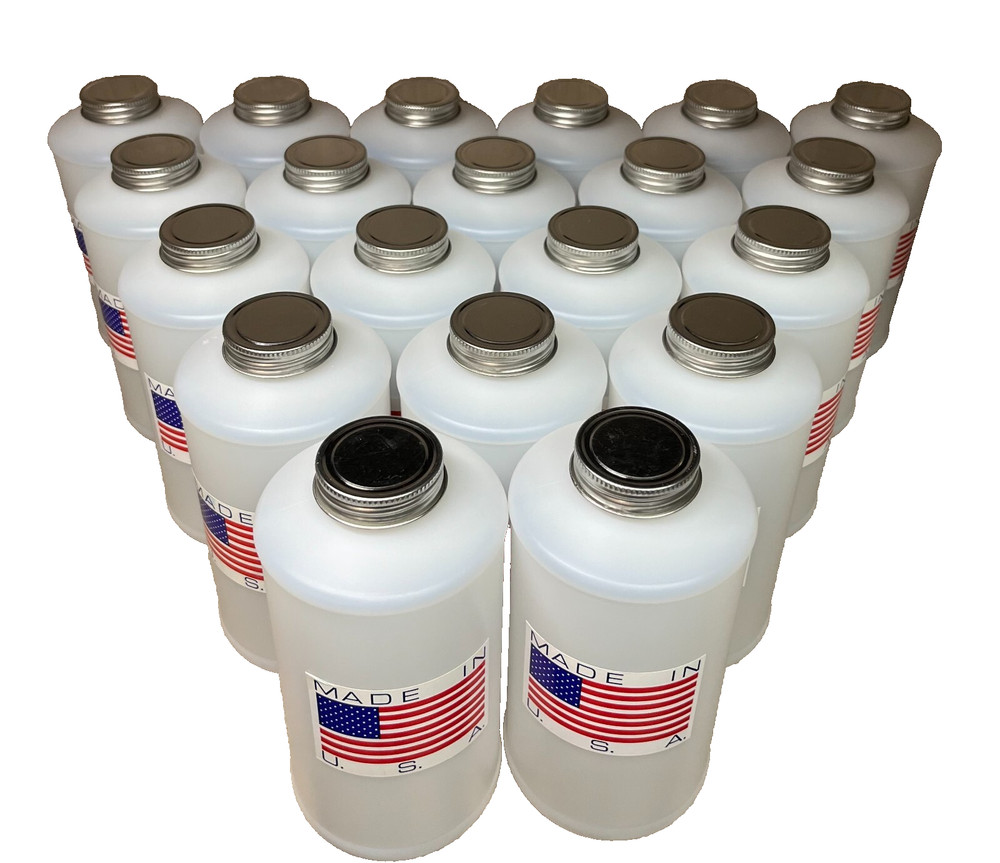 20 Empty White Quart Bottles & Lids. Fits Pro Undercoating & Standard Guns "USA"