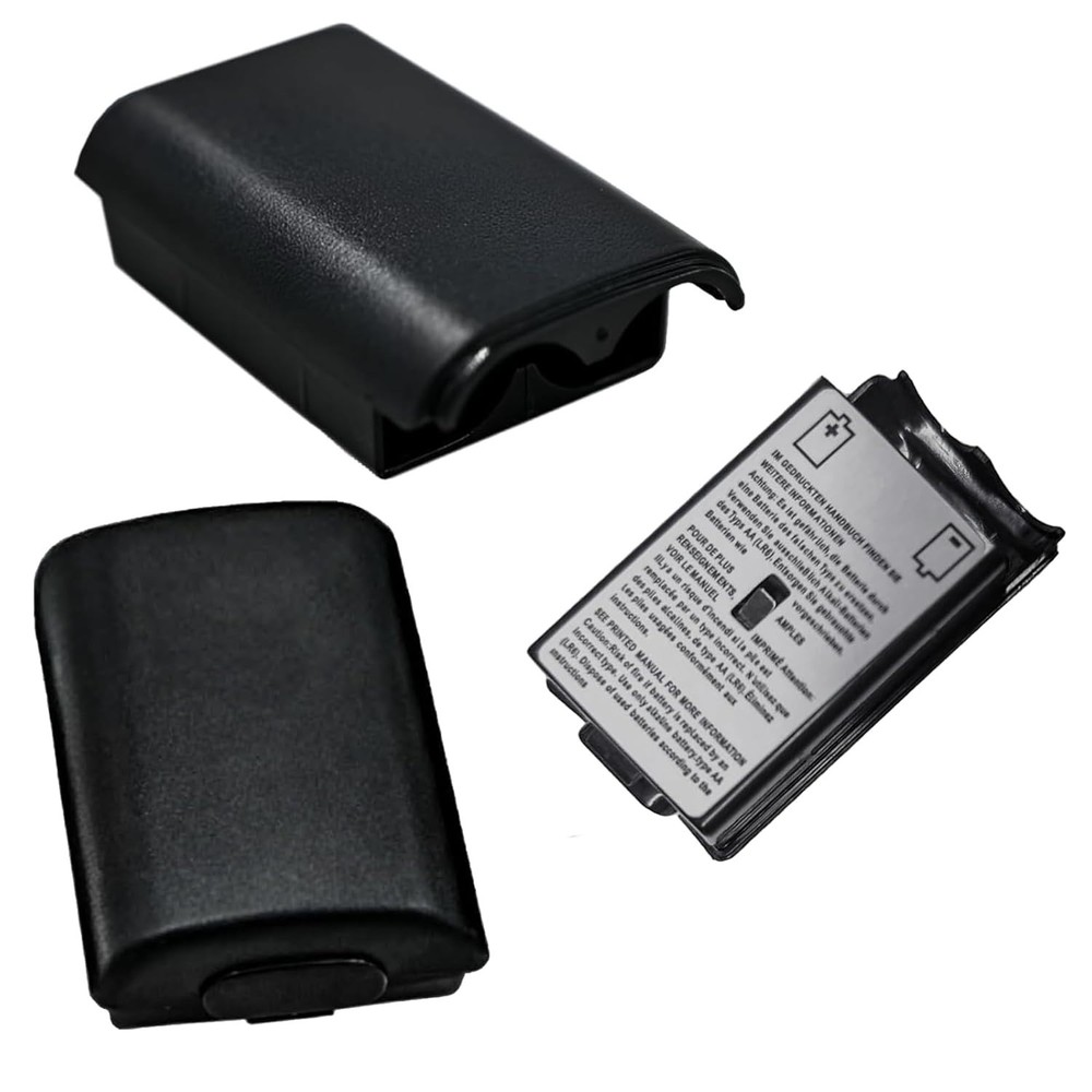 2 Pcs Durable Black Battery Pack Covers for Xbox 360 Wireless Controllers