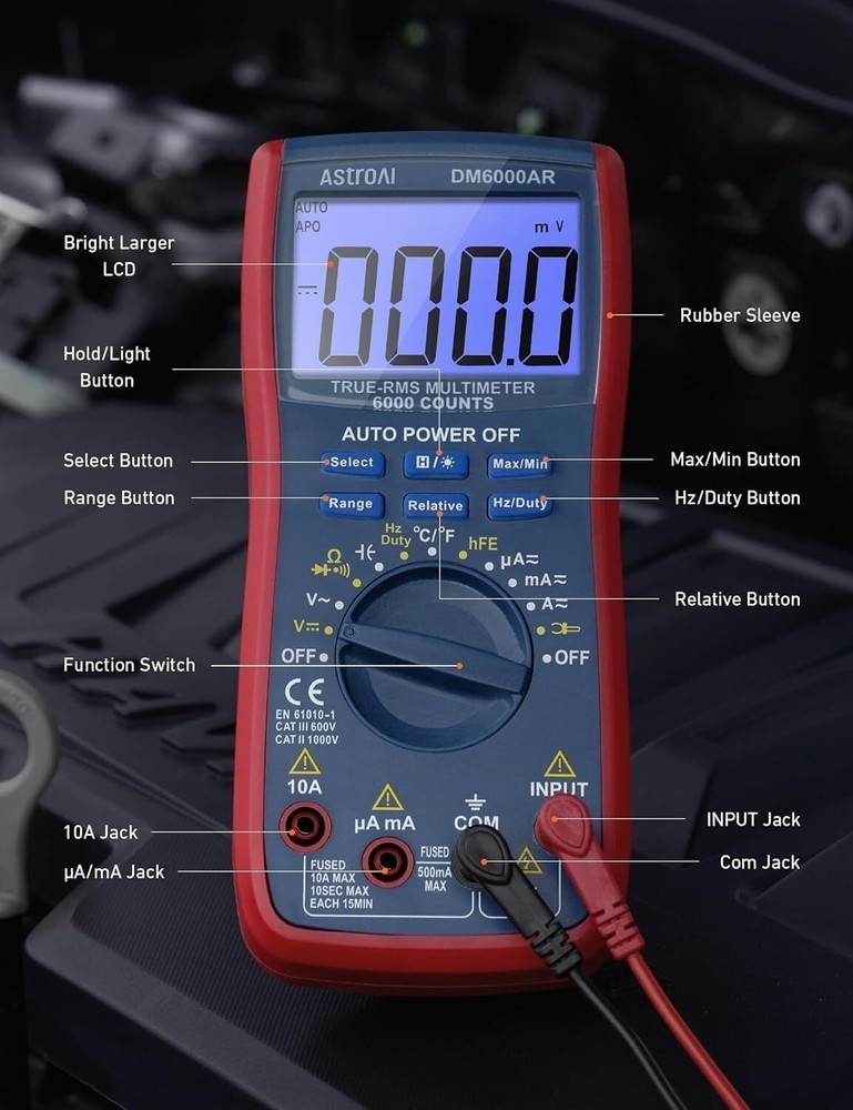 Digital Multimeter and Analyzer TRMS 6000 Counts Volt Meter Ohmmeter Tester