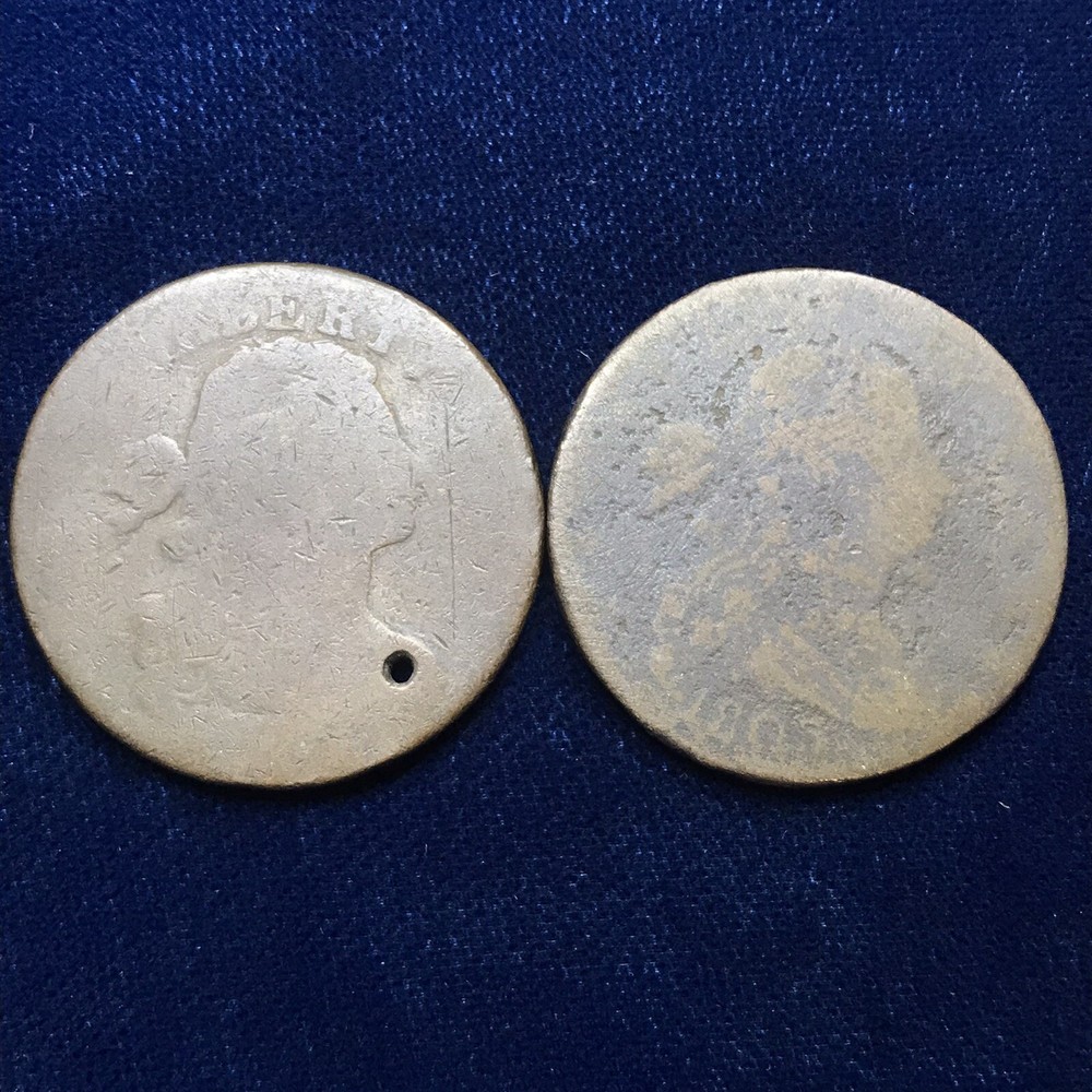 United States: Draped Bust Cent Pair