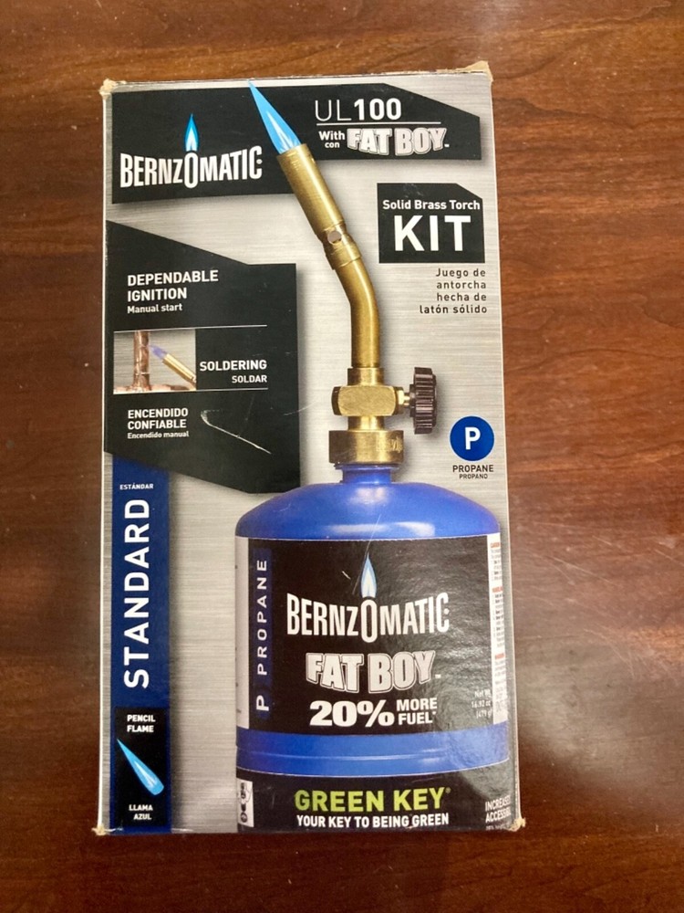 BernzOmatic Ul100 with Fat Boy - solid brass torch kit - 20% more propane