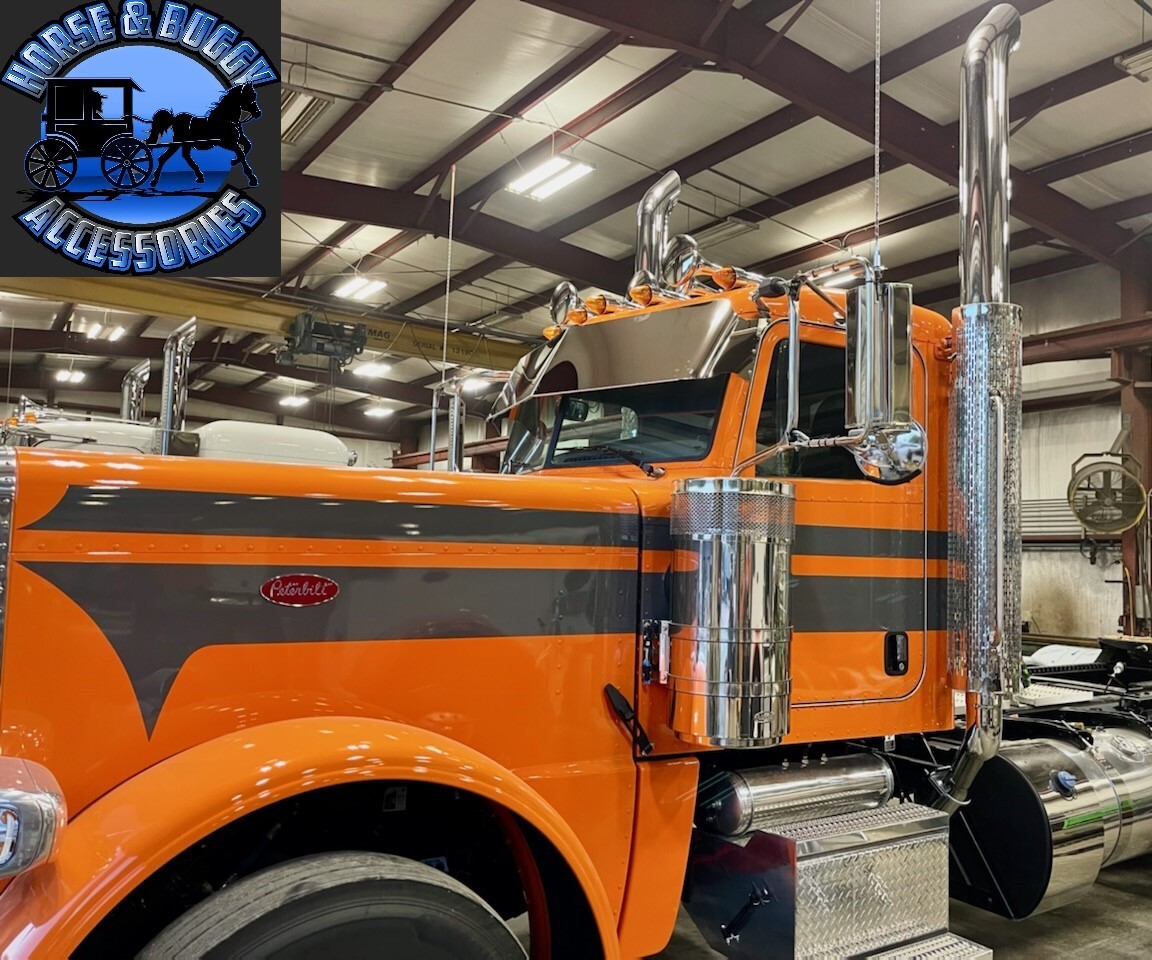 Rollin low Peterbilt 14" straight flat bottom visor 14 gauge 304 s.s. 379 389