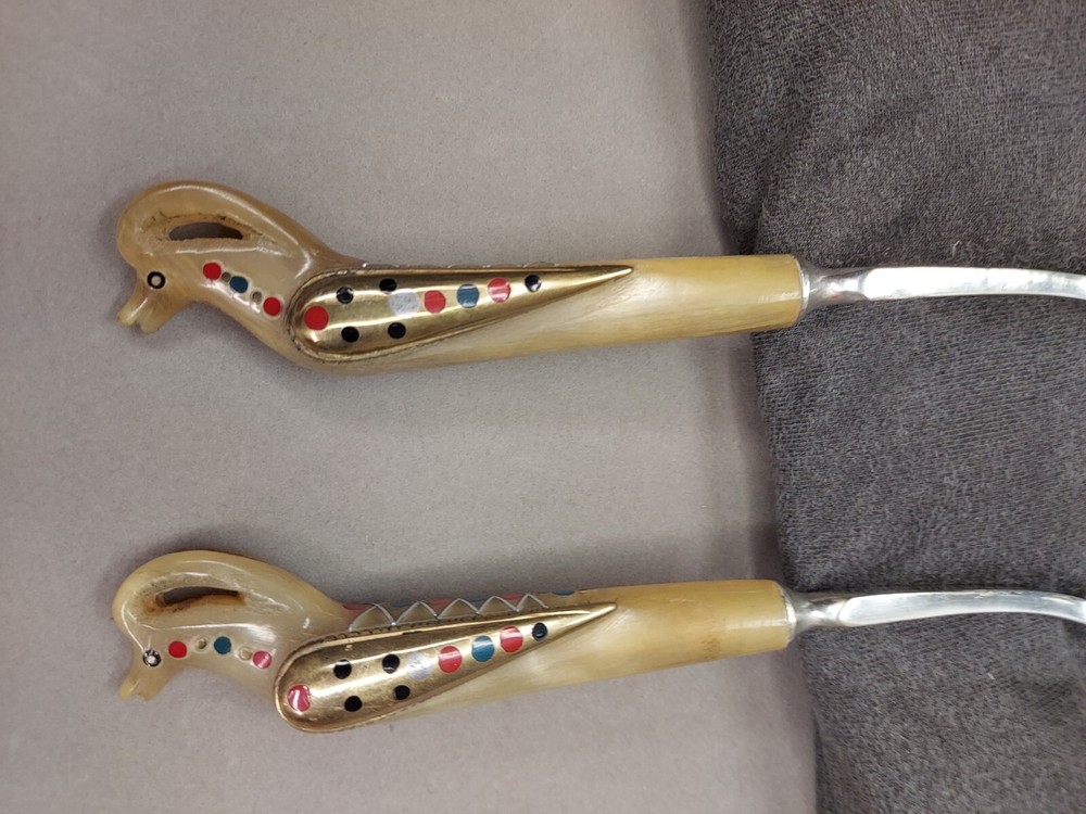 VINTAGE Fire Bird Phoenix Salad Spoon and Fork Serving Set