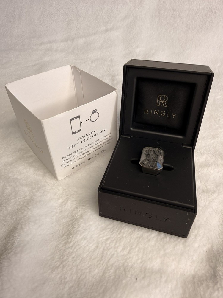 Ringly Smart Activity Tracking Ring Size 6 tourmalinated quartz gemstone