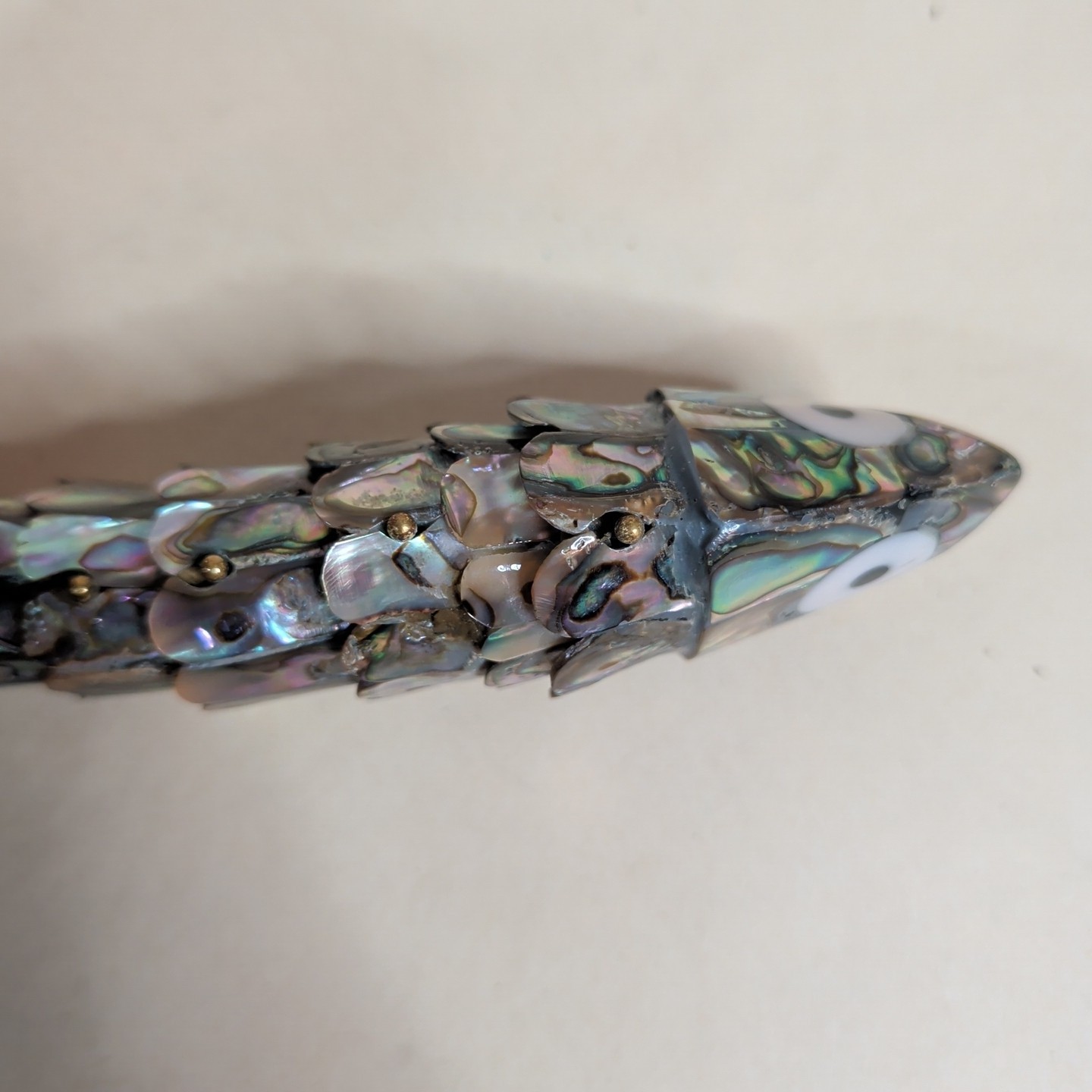 RARE RARE MEX Whimsical Silverplate Abalone Articulated Fish Motif Bottle Opener