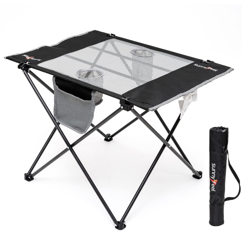 Outdoor Folding Table | Lightweight Mesh Compact Camping Table, Roll Up Top 2...
