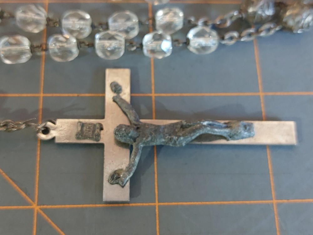 Vintage Rosary Clear Beads Glorious Mysteries Italy