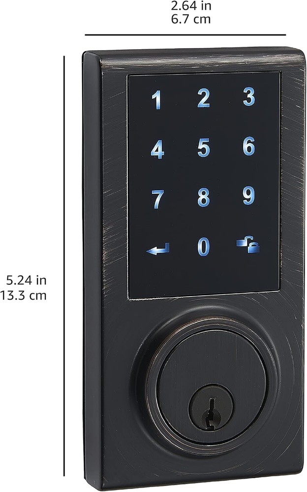 Amazon Basics Grade 3 Electronic Touchscreen Deadbolt Door Lock - Rubbed Bronze