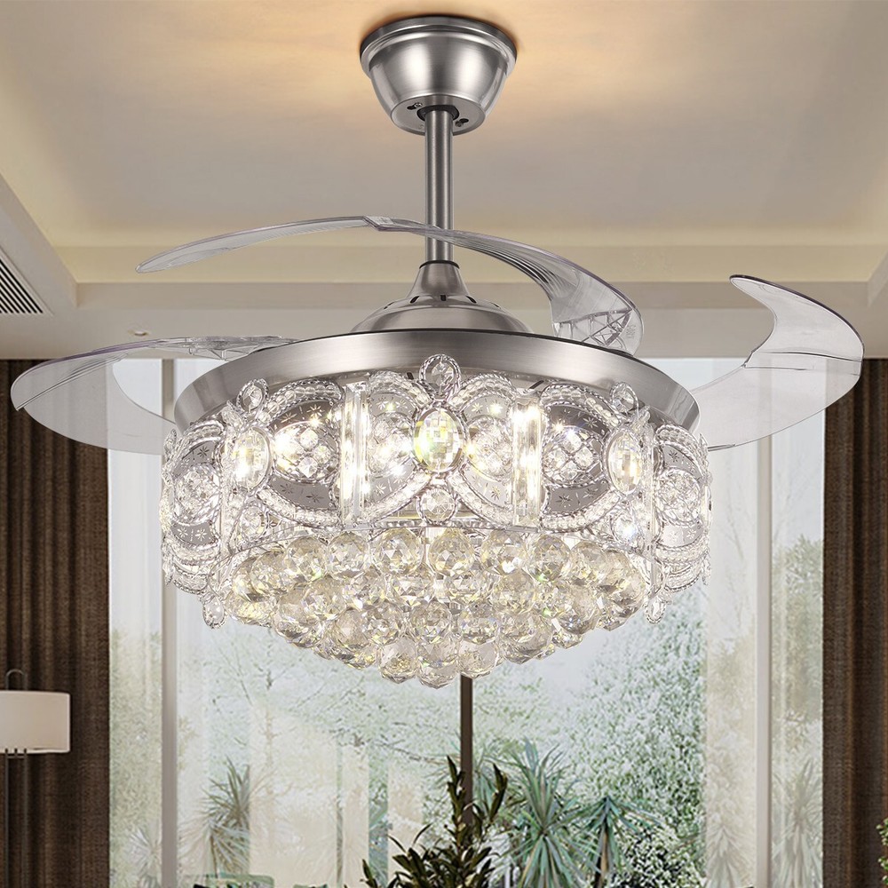 42" Ceiling Fan With Crystal Accents & Remote Control