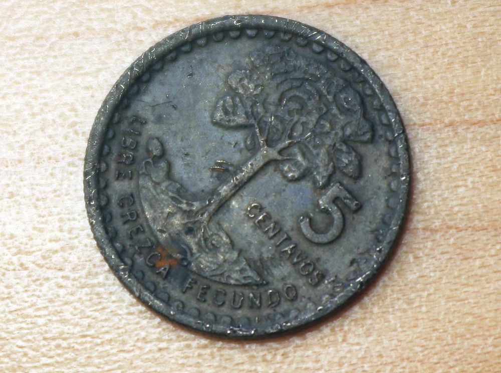 1971 Guatemala 5 Centavos Kapok Tree