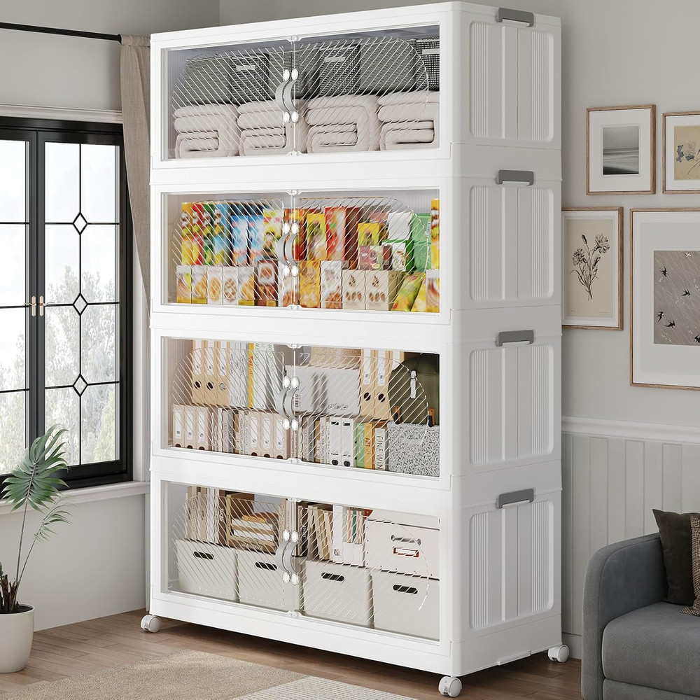960QT Extra Large Stackable Storage Bins with Lid, 240Gal Plastic Closet Organiz
