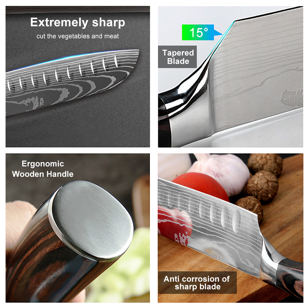 7 Inch Kitchen Knife Sharp Knife Chef Knife Stainless Steel Damascus Pattern US