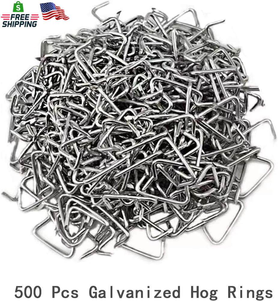 Hog Ring Pliers Angled & 500 Galvanized Hog Rings, Professional Upholstery Insta
